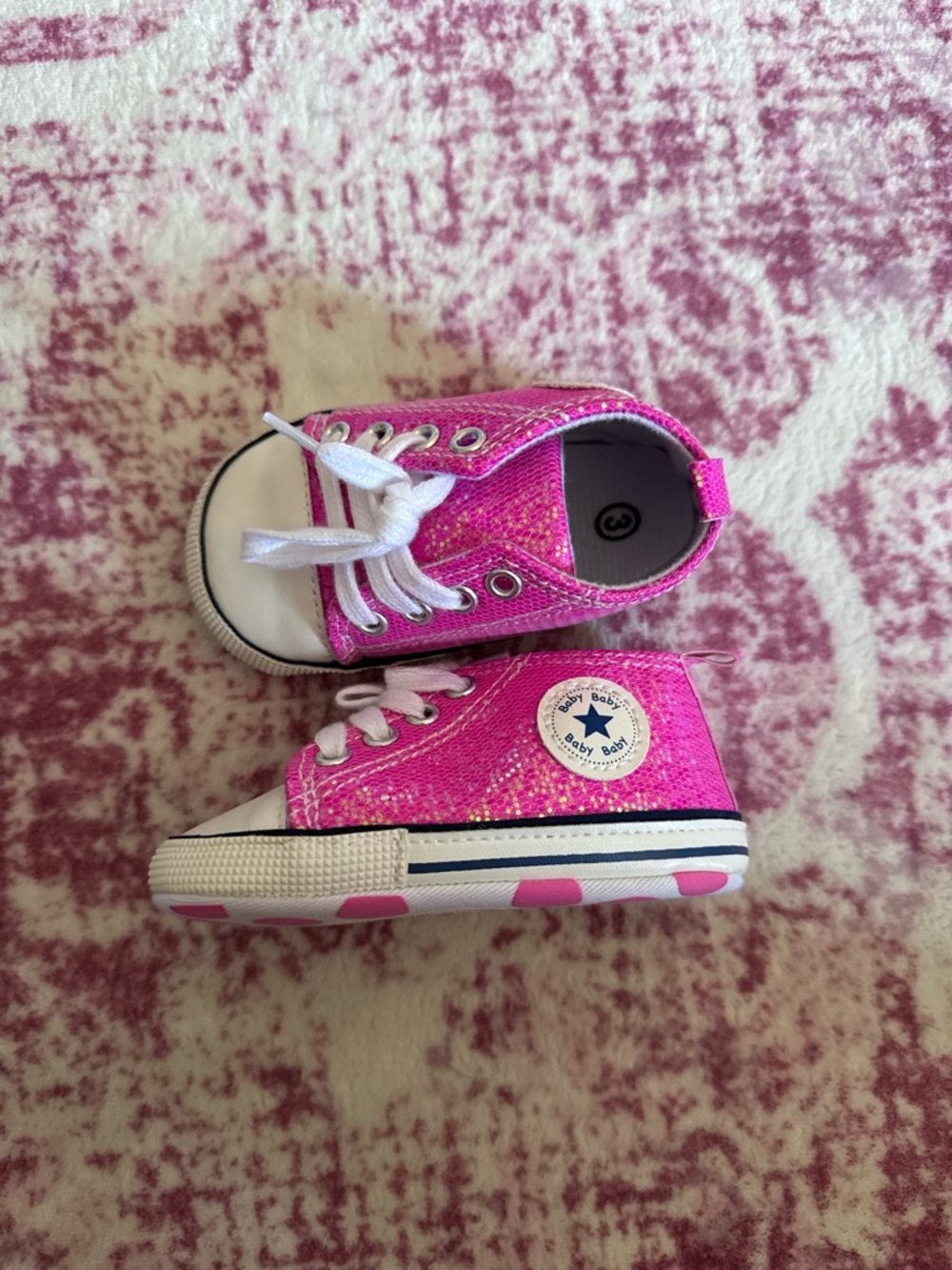 Converse Pink Glitter High-Top Baby Walker Shoes